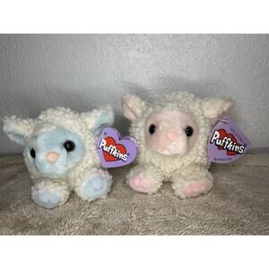 Vintage 1998 Puffkins Lamb Bluebelle & Priscilla Sheep Blue & Pink Stuffed